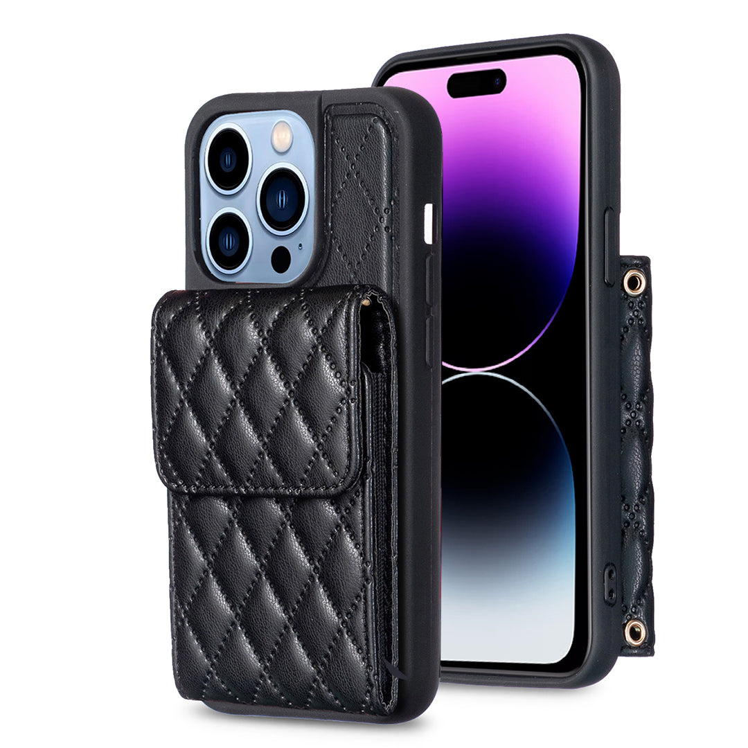 BF22-Style For iPhone 14 Pro Max Dustproof Phone Case PU Leather TPU Phone Shell with Vertical Card Holder and Strap BF22-Style For iPhone 14 Pro Max Dustproof Phone Case PU Leather TPU Phone Shell with Vertical Card Holder and Strap